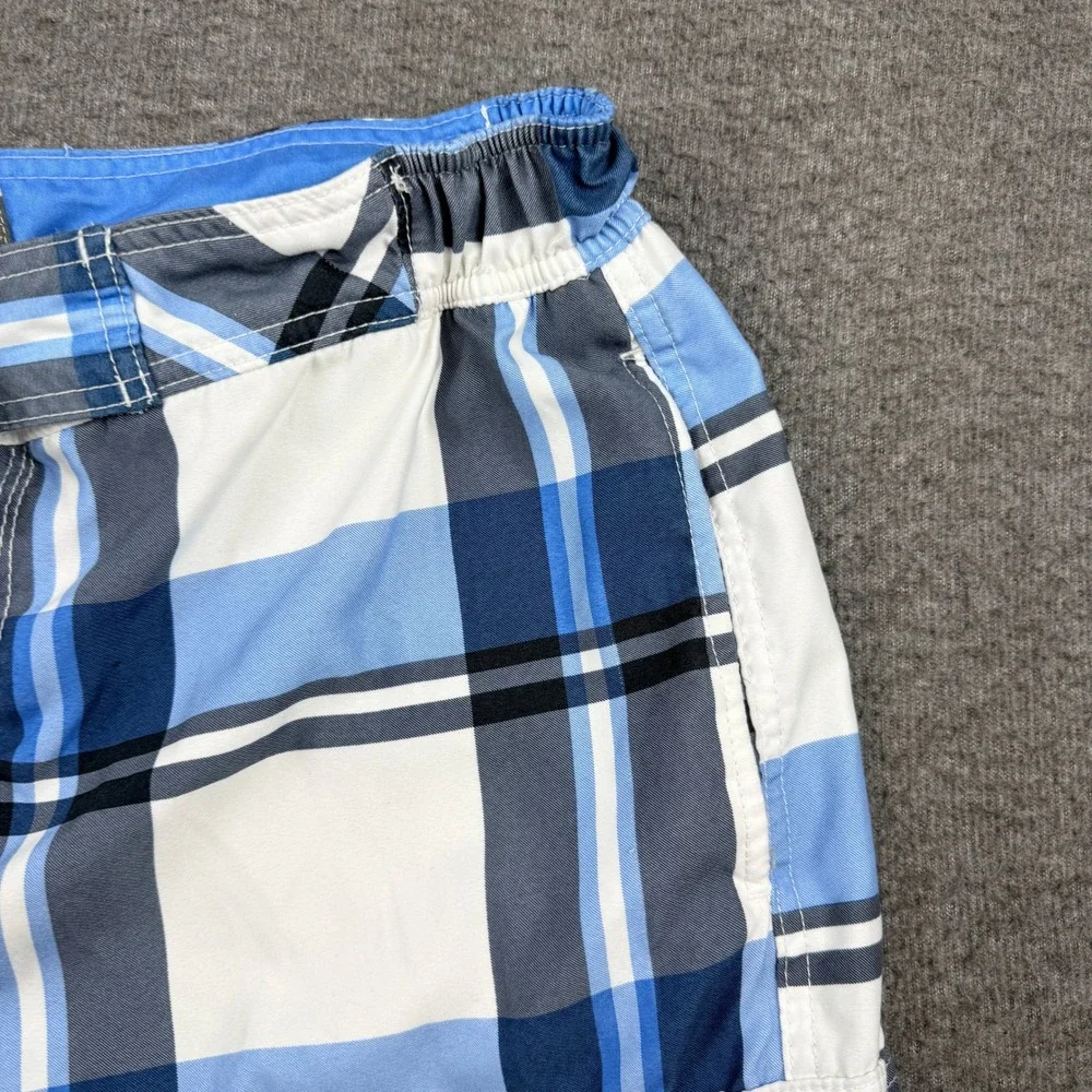 American Rag Men's L Large Blue‎ Plaid Cargo Board Shorts Swim Trunks